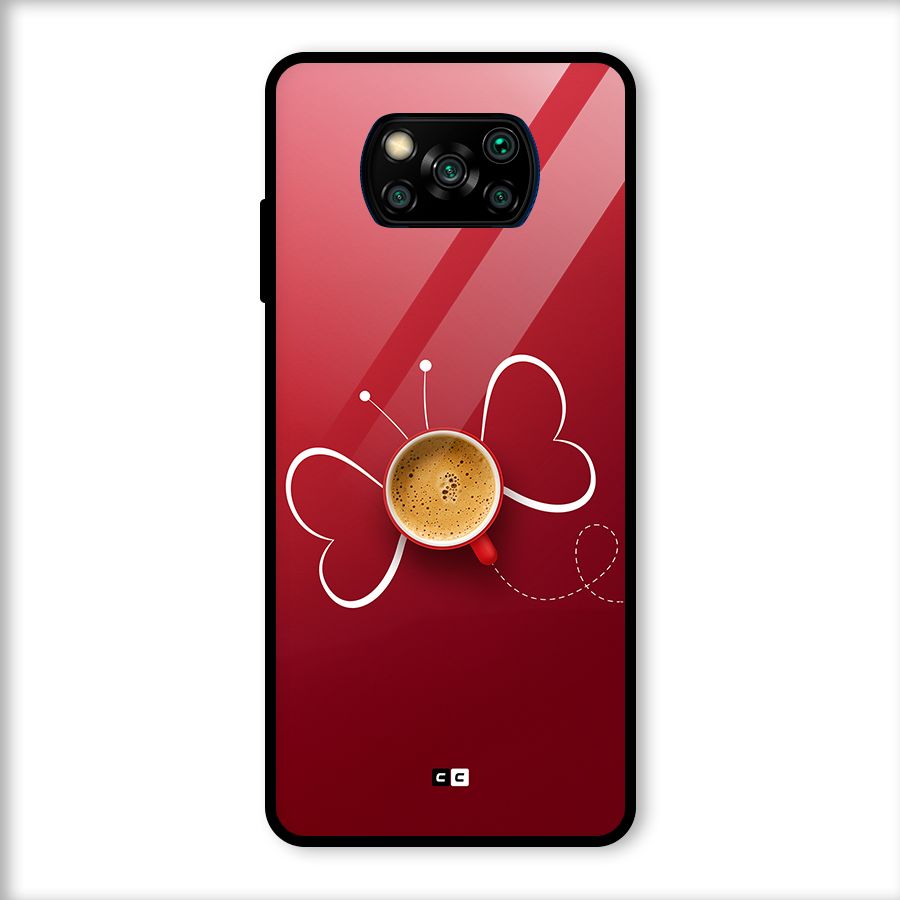 Flying Tea Glass Back Case for Poco X3