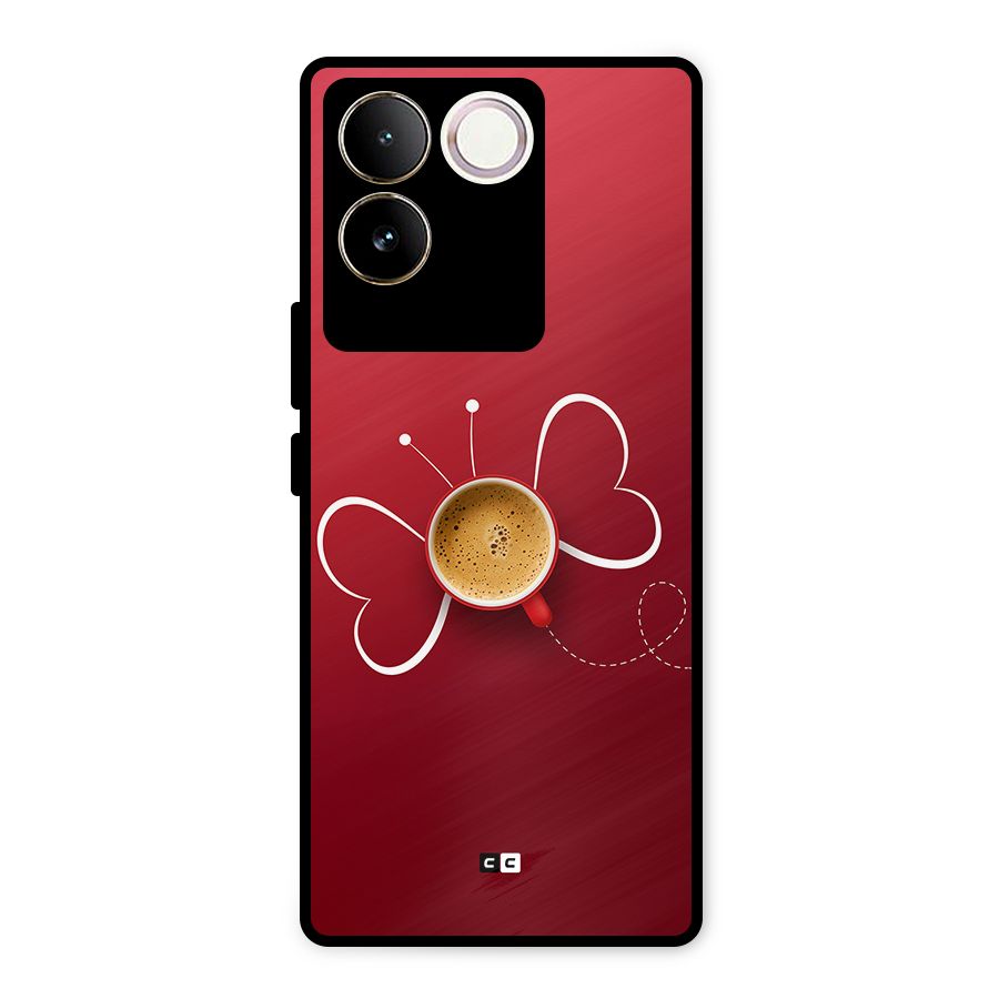 Flying Tea Metal Back Case for Vivo T2 Pro