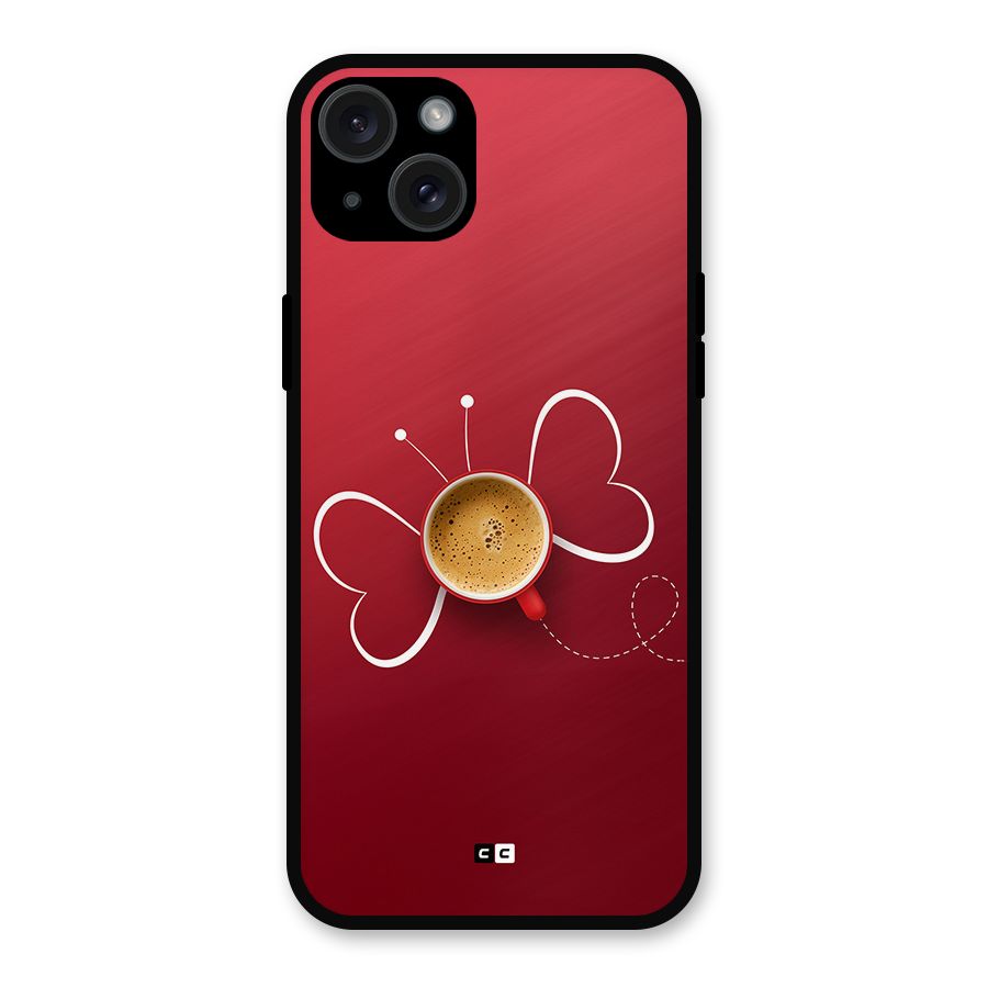 Flying Tea Metal Back Case for iPhone 15 Plus