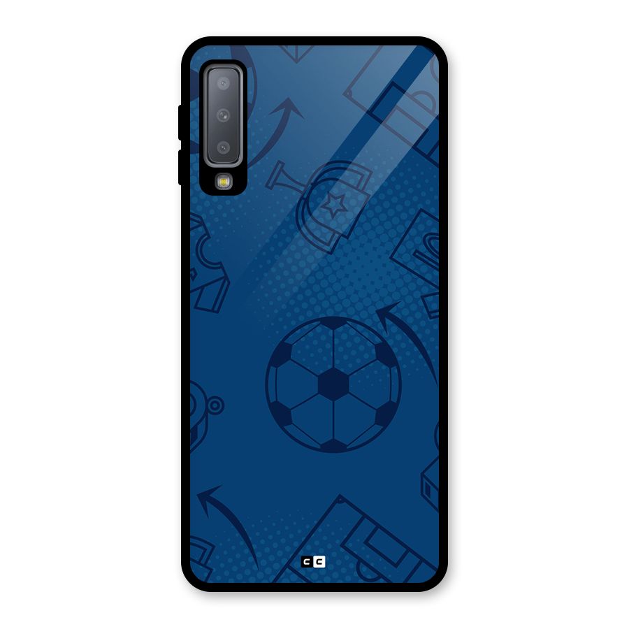 Football Texture Glass Back Case for Galaxy A7 (2018)