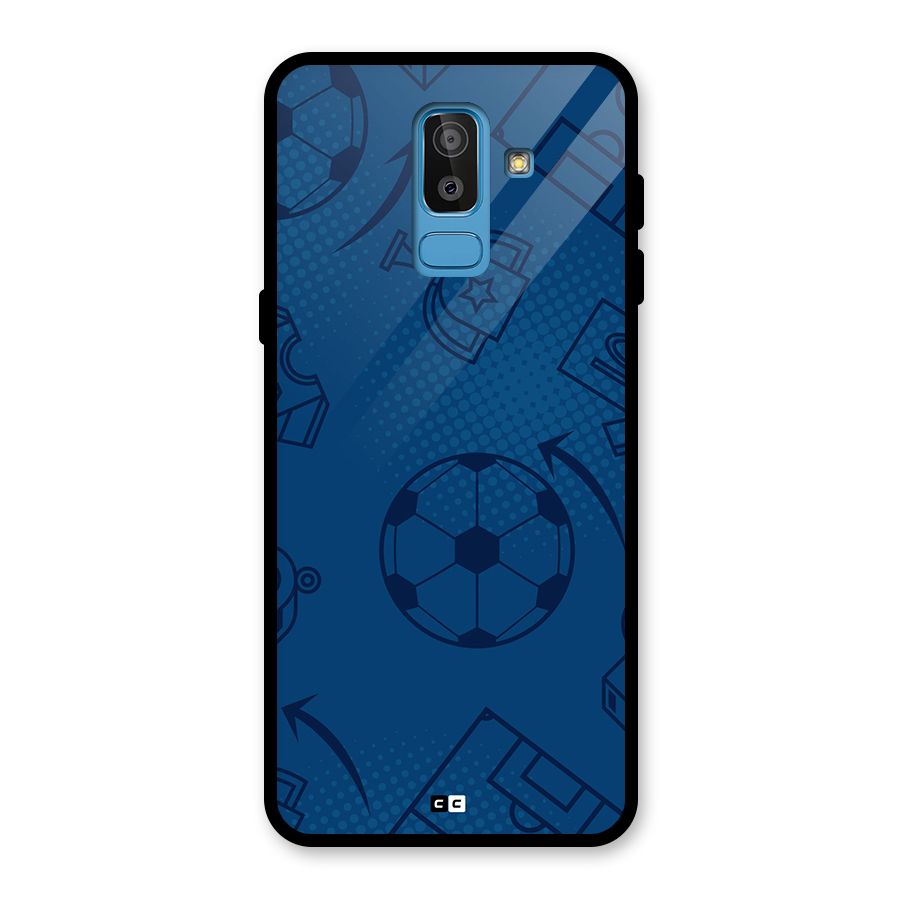 Football Texture Glass Back Case for Galaxy J8