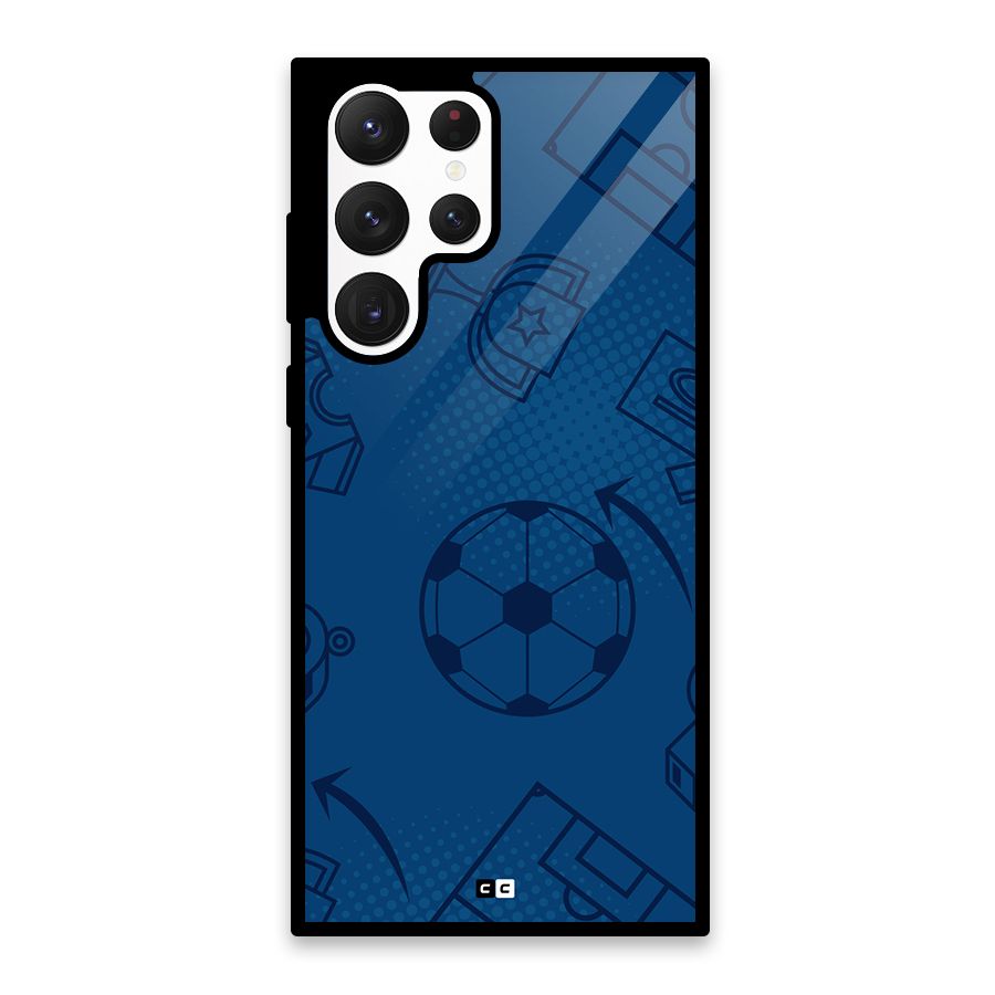 Football Texture Glass Back Case for Galaxy S22 Ultra 5G
