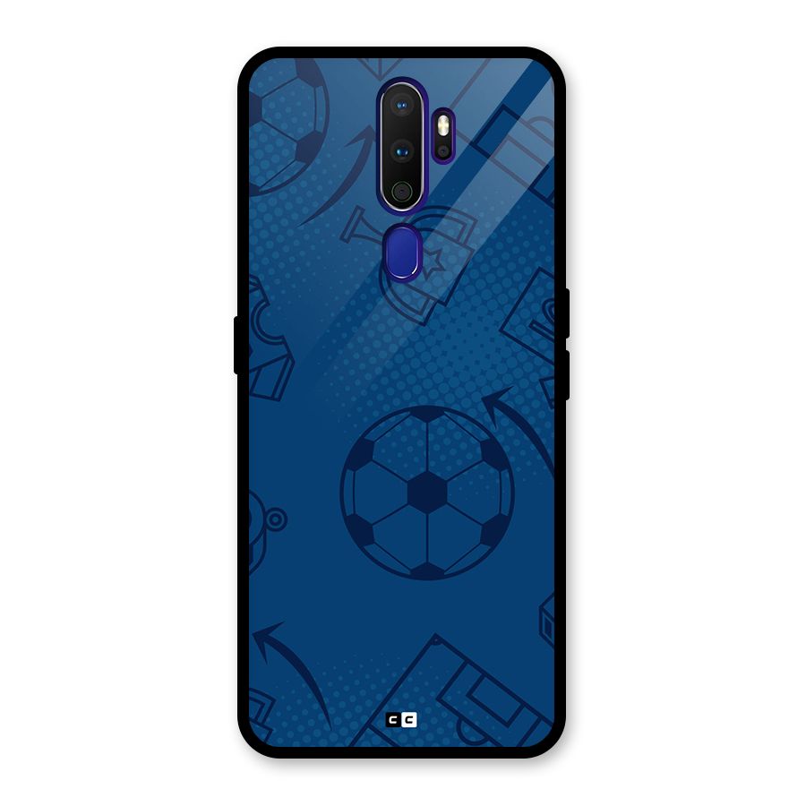 Football Texture Glass Back Case for Oppo A9 (2020)