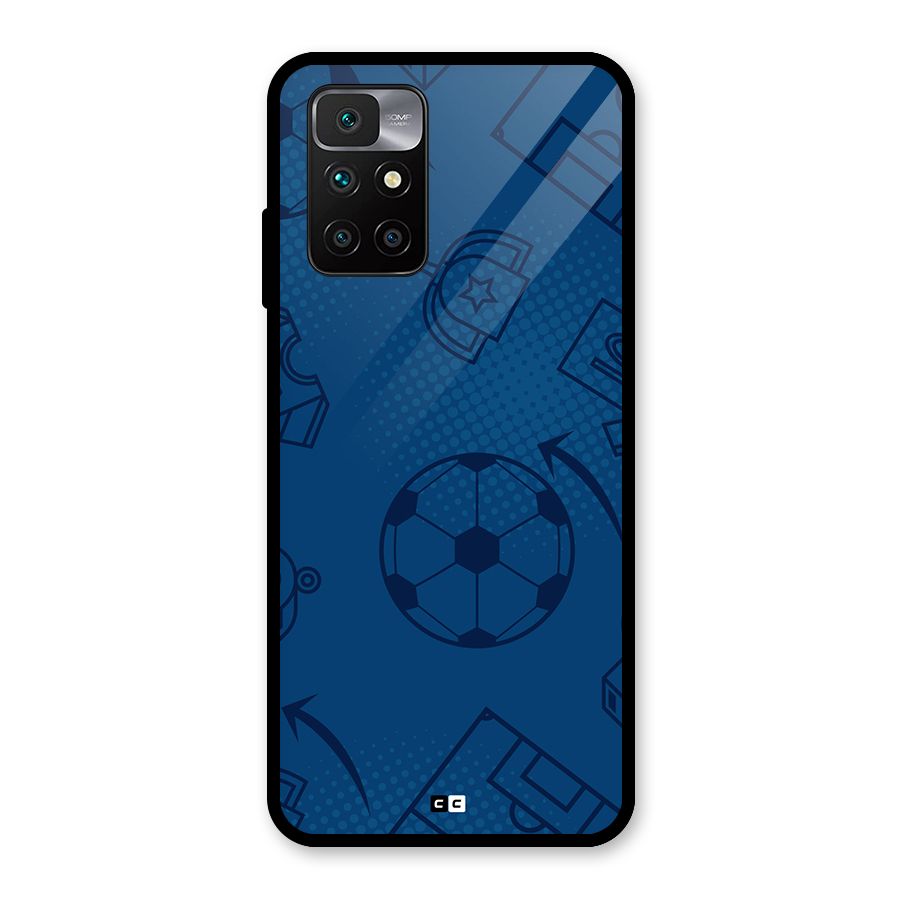 Football Texture Glass Back Case for Redmi 10 Prime