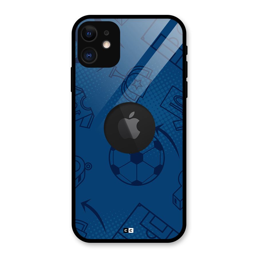 Football Texture Glass Back Case for iPhone 11 Logo Cut
