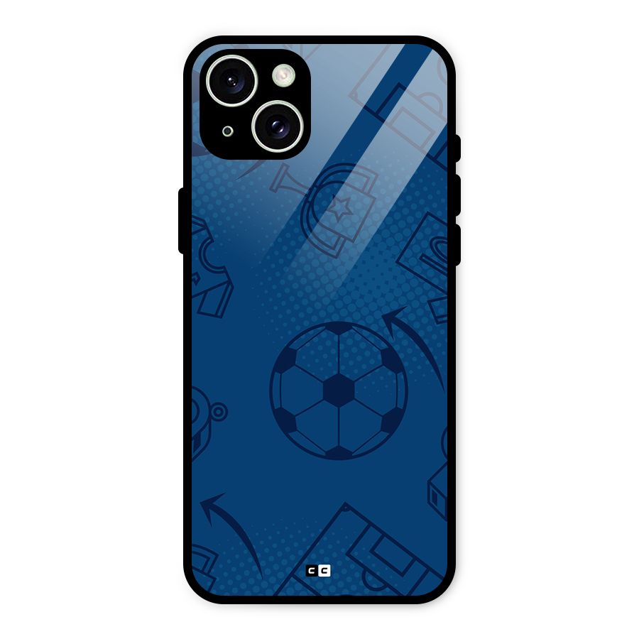 Football Texture Glass Back Case for iPhone 15 Plus