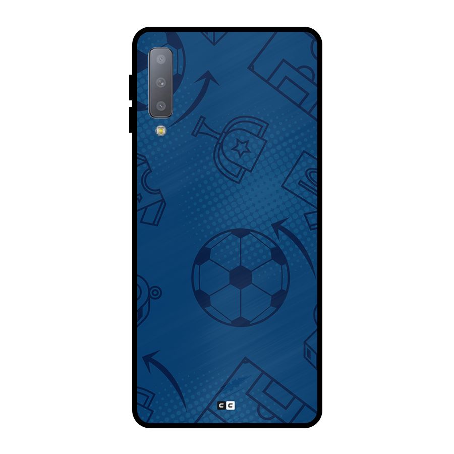 Football Texture Metal Back Case for Galaxy A7 (2018)