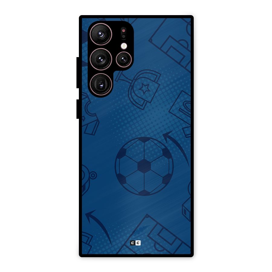 Football Texture Metal Back Case for Galaxy S22 Ultra 5G