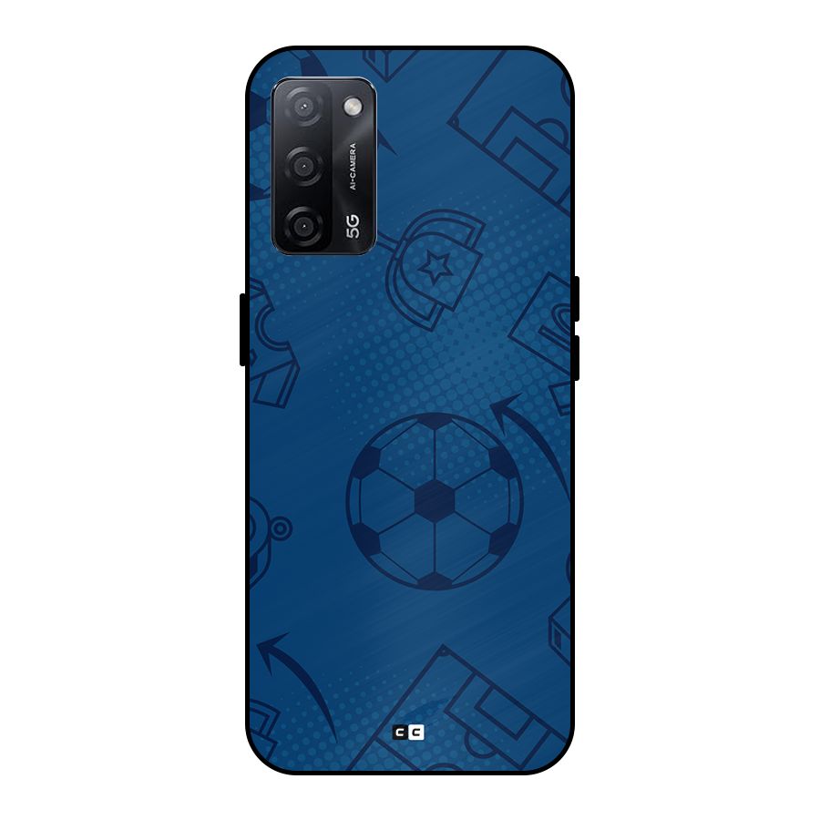 Football Texture Metal Back Case for Oppo A53s 5G