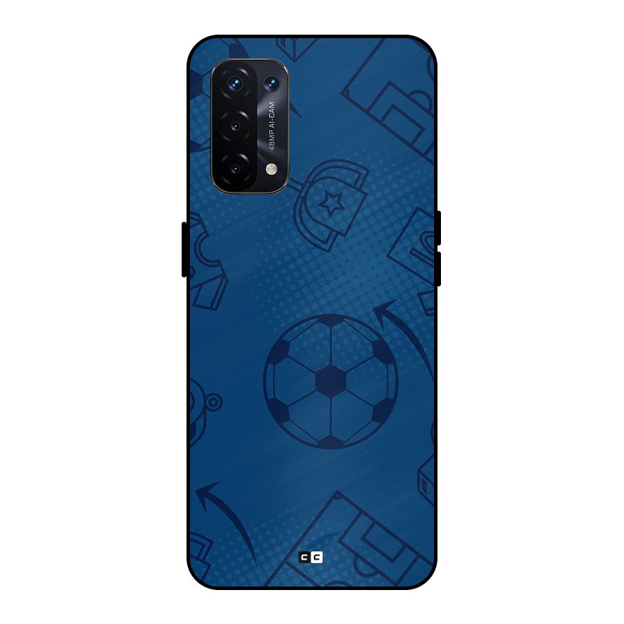 Football Texture Metal Back Case for Oppo A74 5G