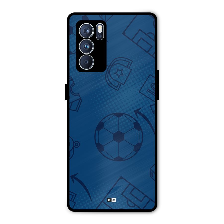 Football Texture Metal Back Case for Oppo Reno6 Pro 5G