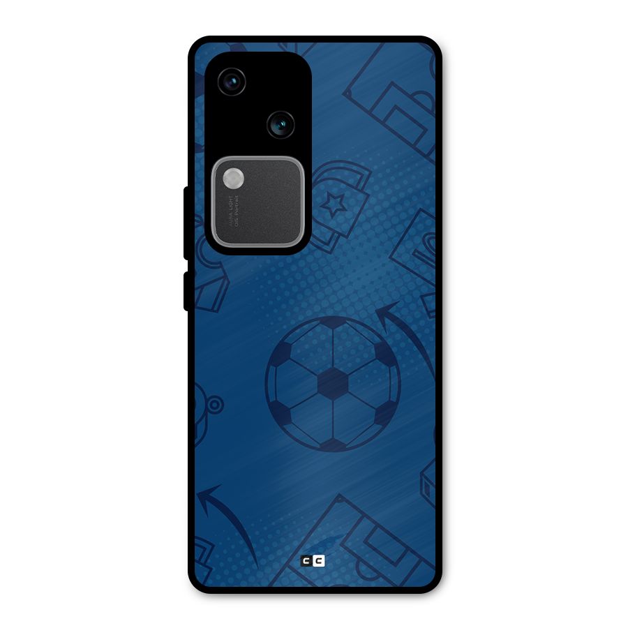 Football Texture Metal Back Case for Vivo V30 Pro