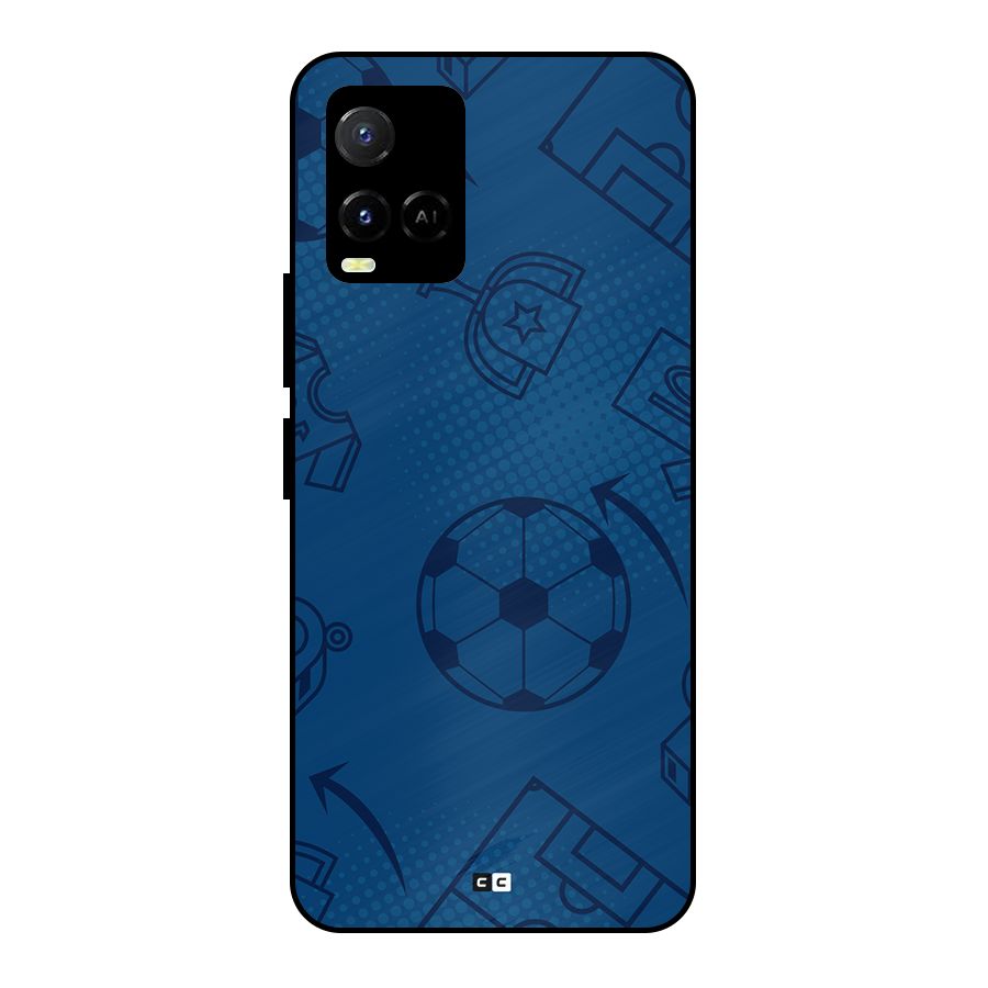 Football Texture Metal Back Case for Vivo Y21 2021