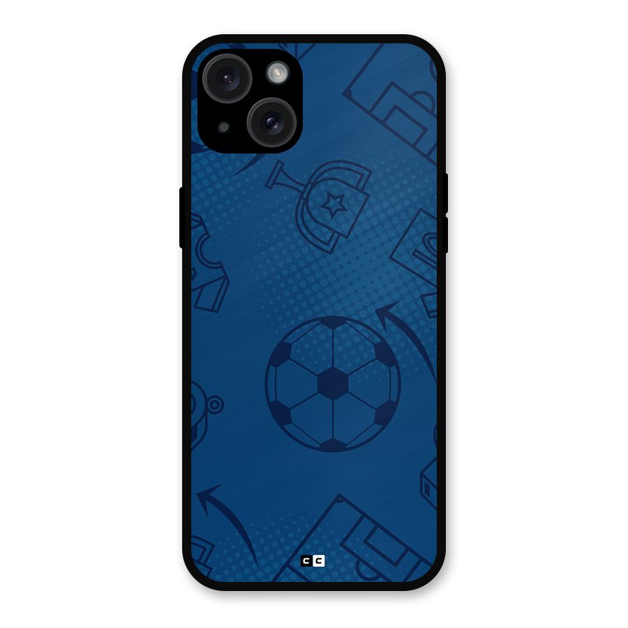 Football Texture Metal Back Case for iPhone 15 Plus