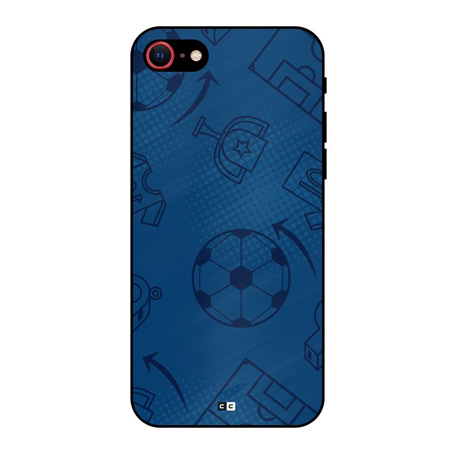 Football Texture Metal Back Case for iPhone SE 2022