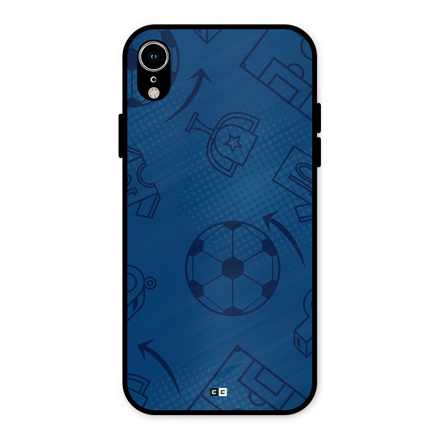Football Texture Metal Back Case for iPhone XR