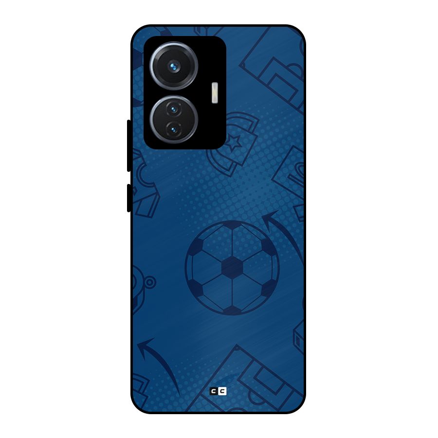 Football Texture Metal Back Case for iQOO Z6 44W