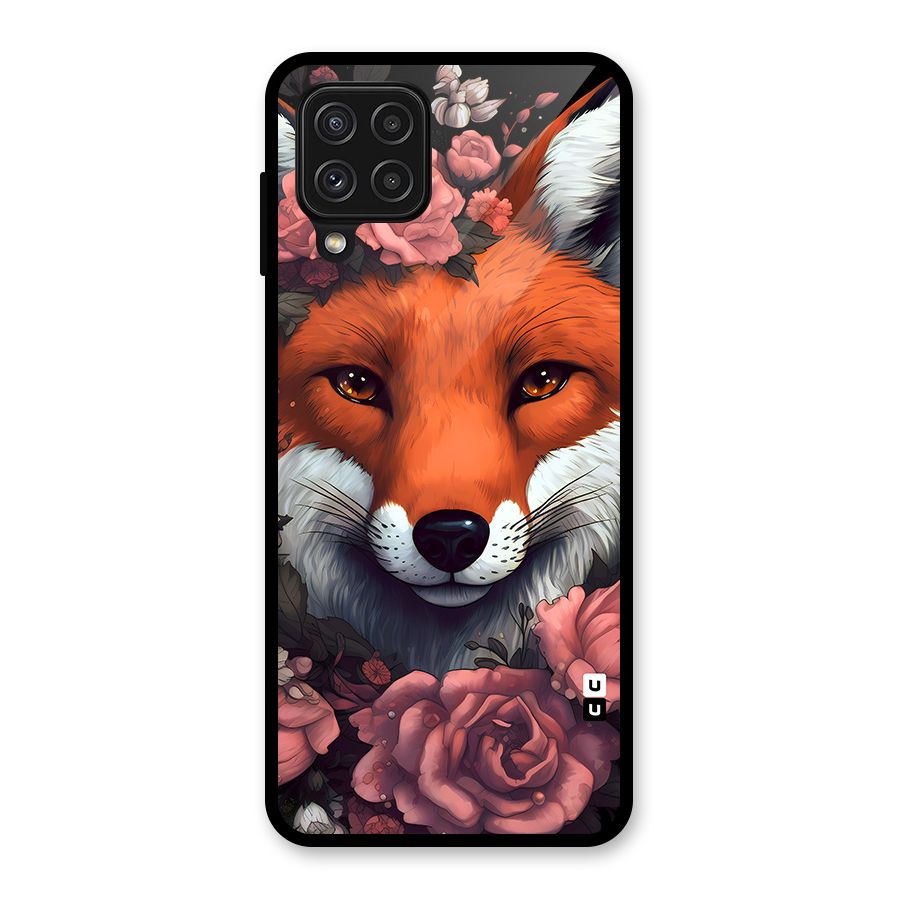 Fox and Roses Glass Back Case for Galaxy A22 4G