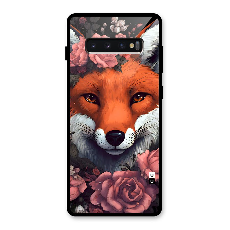 Fox and Roses Glass Back Case for Galaxy S10 Plus