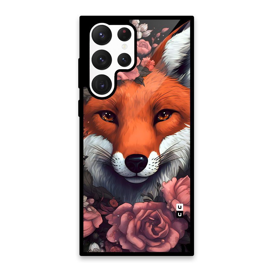Fox and Roses Glass Back Case for Galaxy S22 Ultra 5G