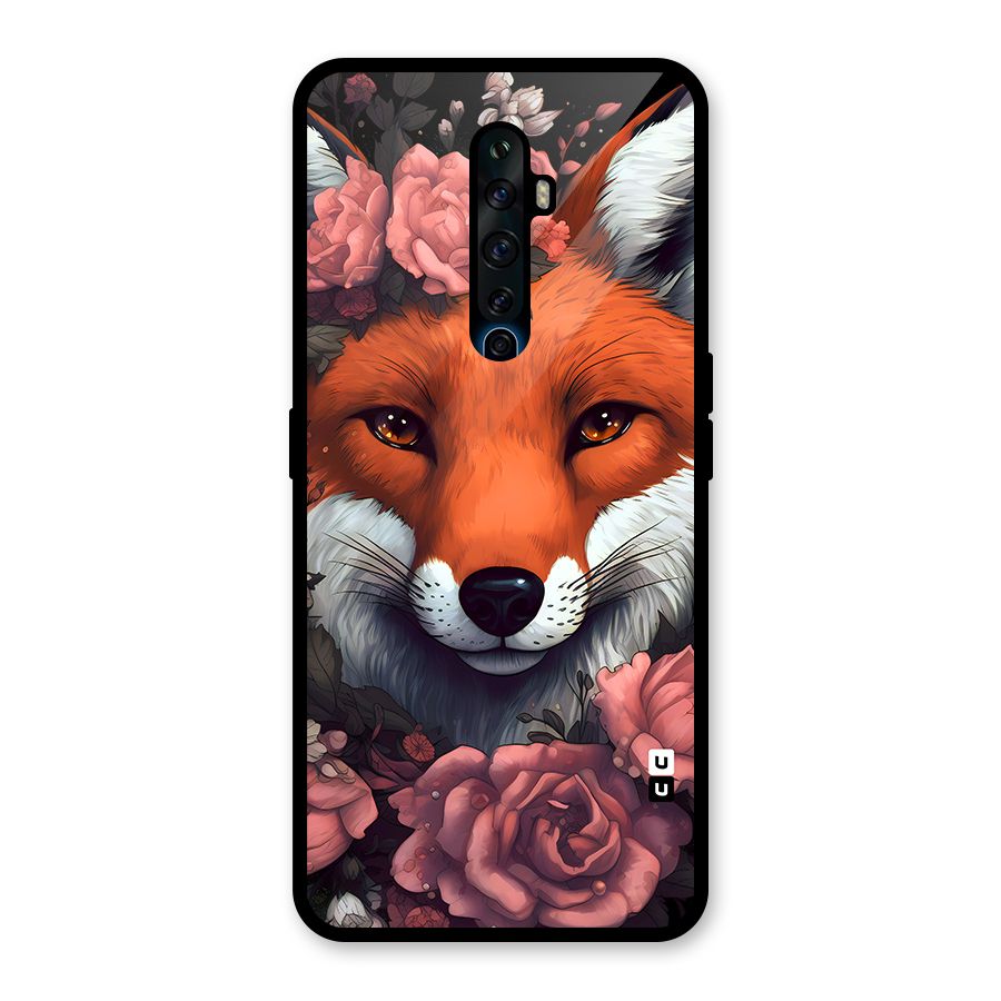 Fox and Roses Glass Back Case for Oppo Reno2 F