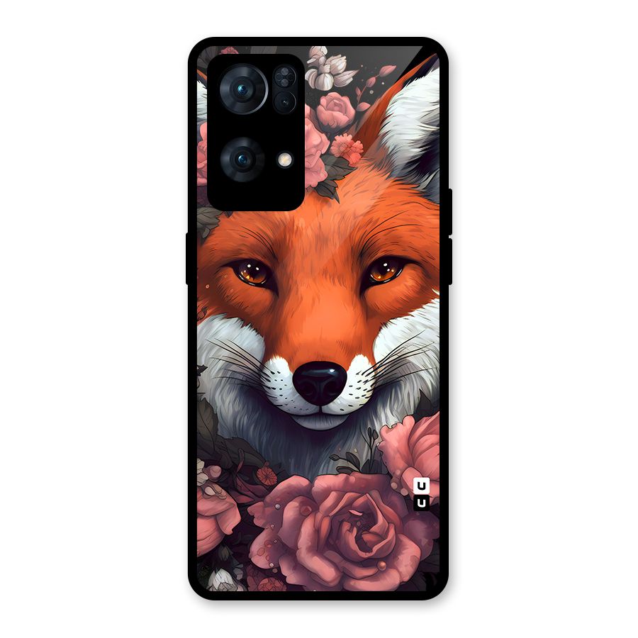 Fox and Roses Glass Back Case for Oppo Reno7 Pro 5G