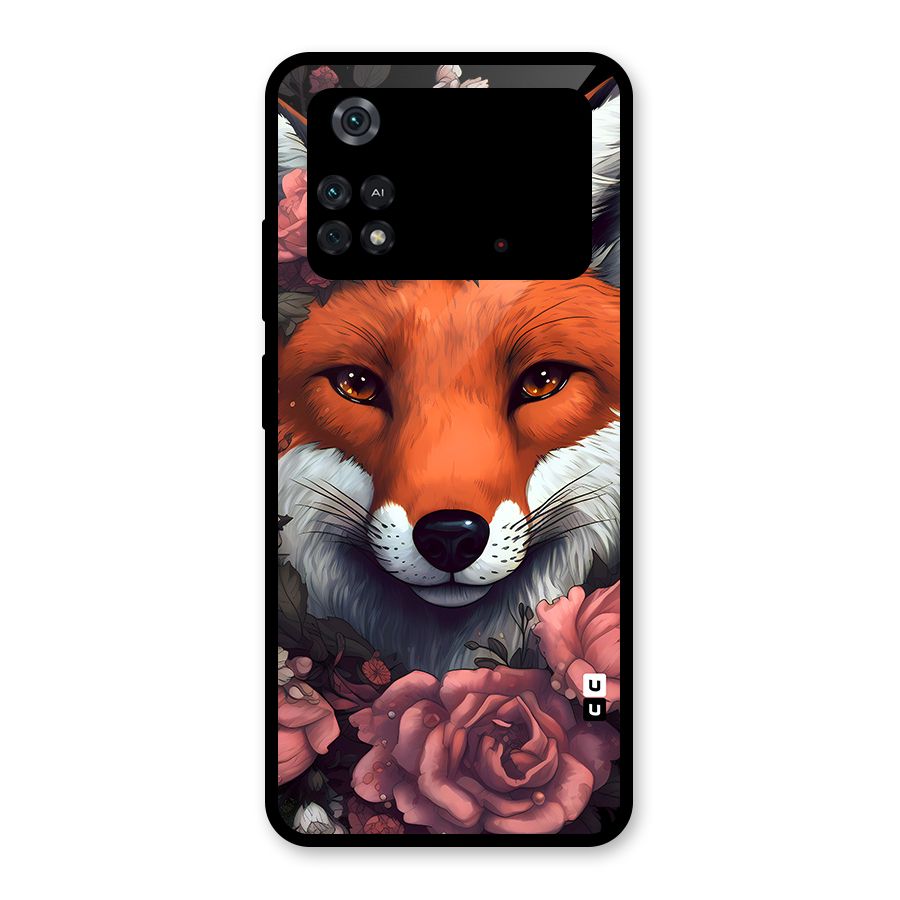 Fox and Roses Glass Back Case for Poco M4 Pro 4G