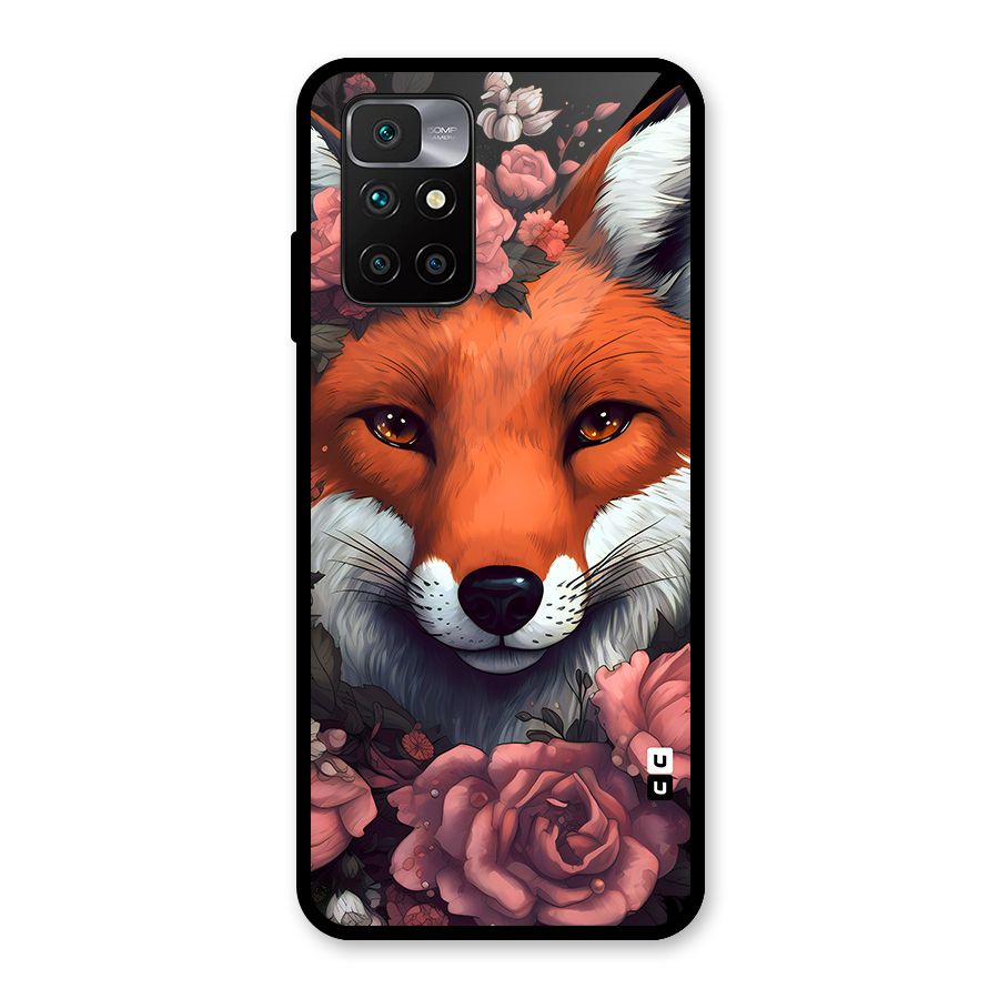 Fox and Roses Glass Back Case for Redmi 10 Prime
