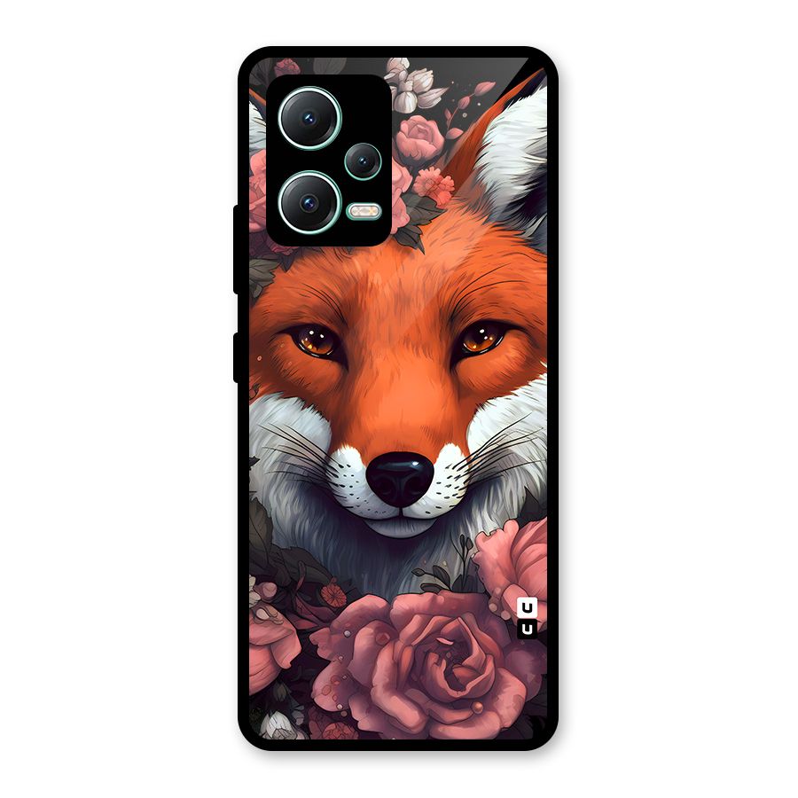 Fox and Roses Glass Back Case for Redmi Note 12 5G