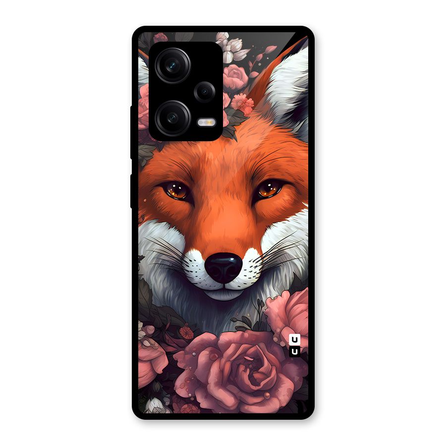 Fox and Roses Glass Back Case for Redmi Note 12 Pro