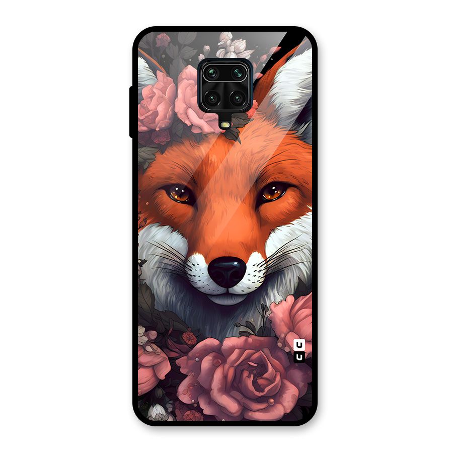 Fox and Roses Glass Back Case for Redmi Note 9 Pro