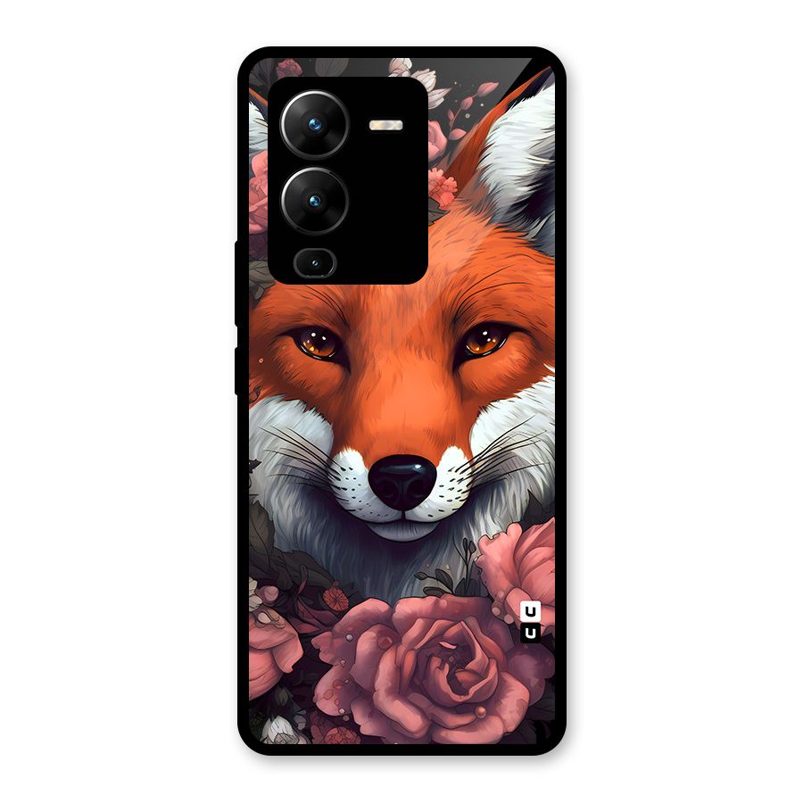 Fox and Roses Glass Back Case for Vivo V25 Pro