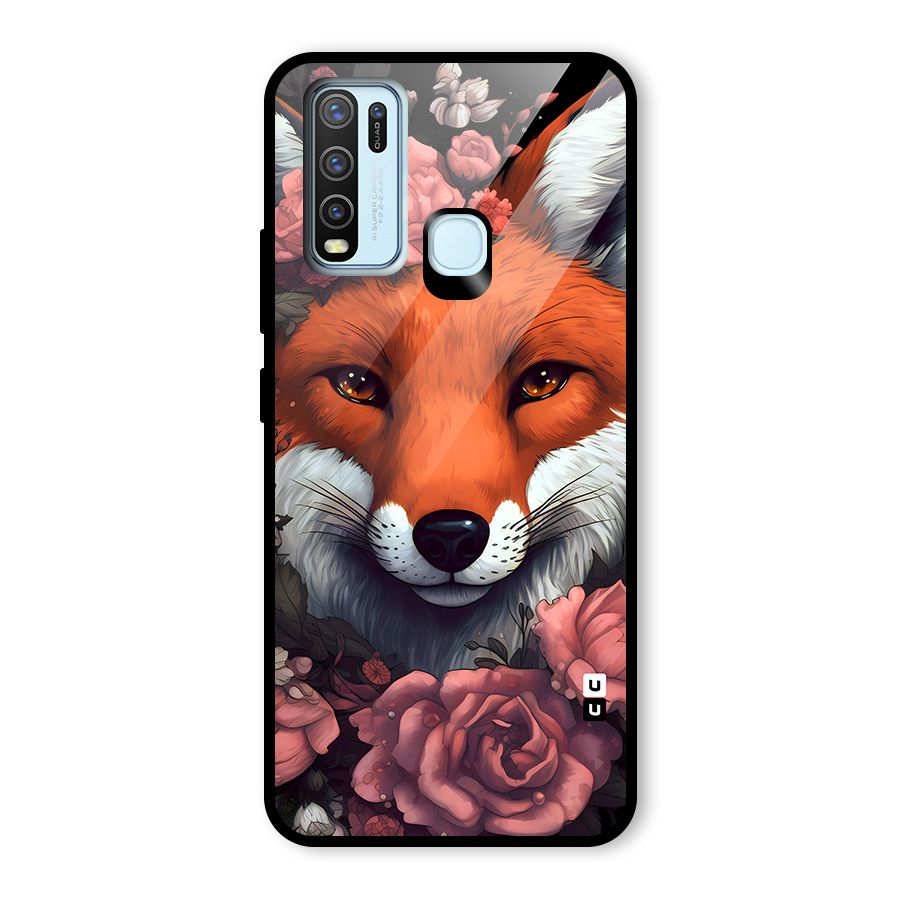 Fox and Roses Glass Back Case for Vivo Y30