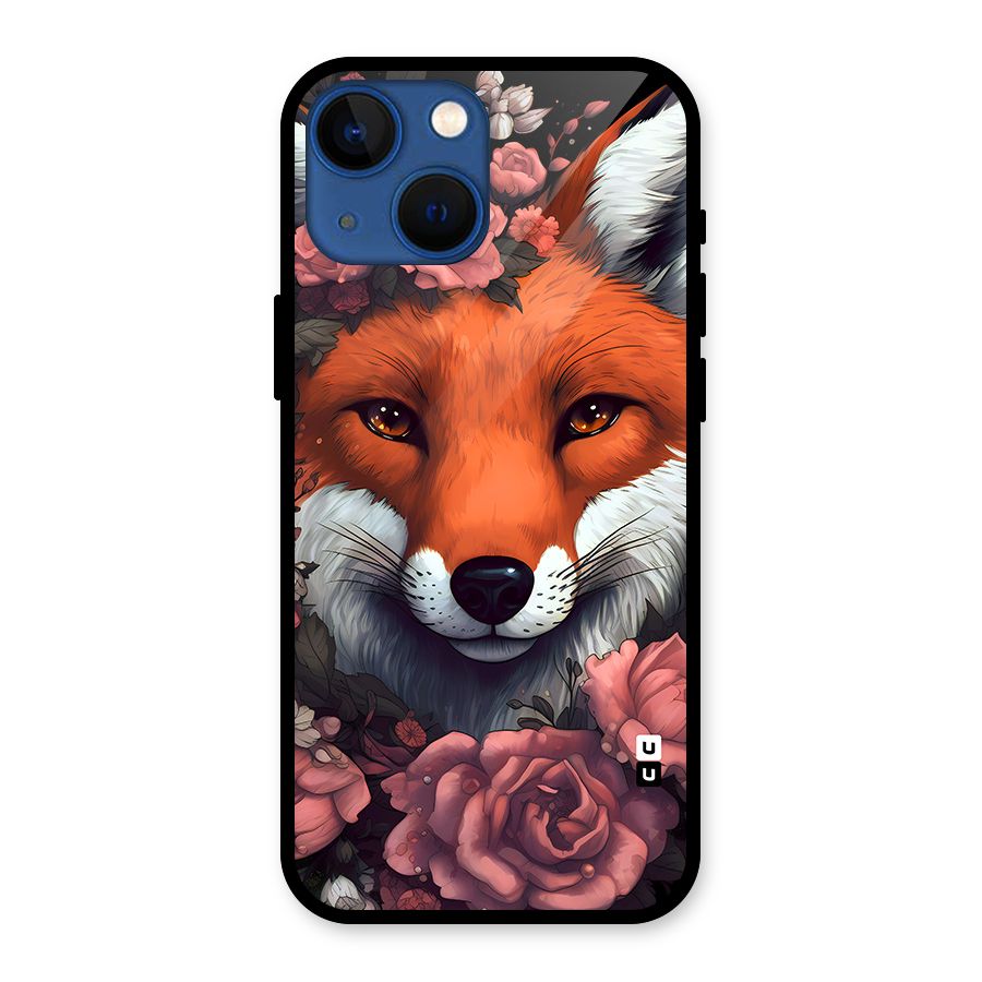 Fox and Roses Glass Back Case for iPhone 13 Mini