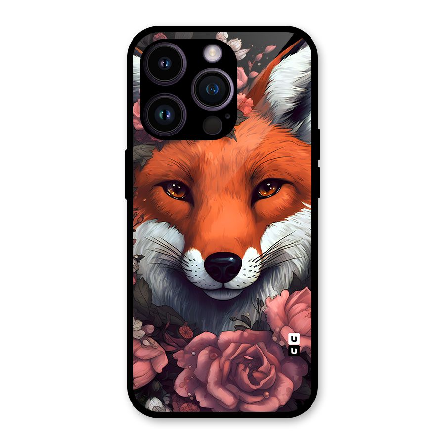 Fox and Roses Glass Back Case for iPhone 14 Pro