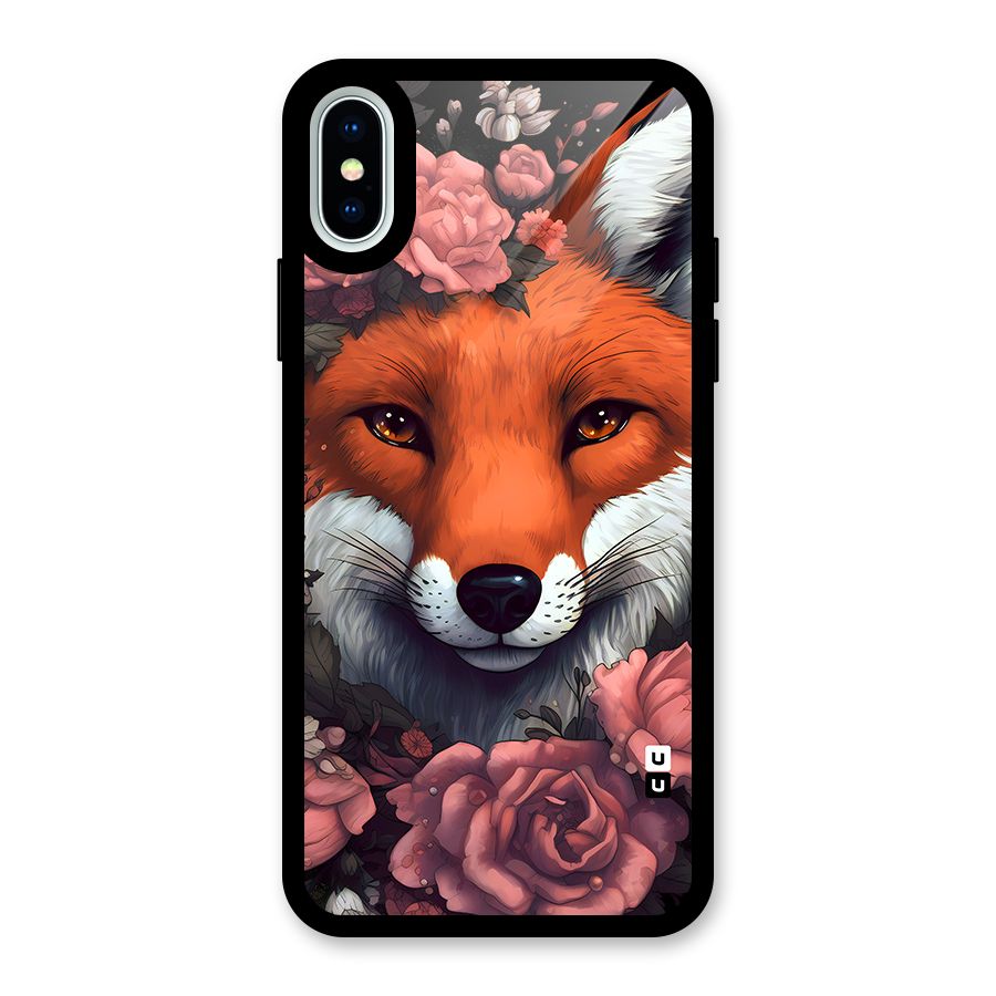 Fox and Roses Glass Back Case for iPhone XS