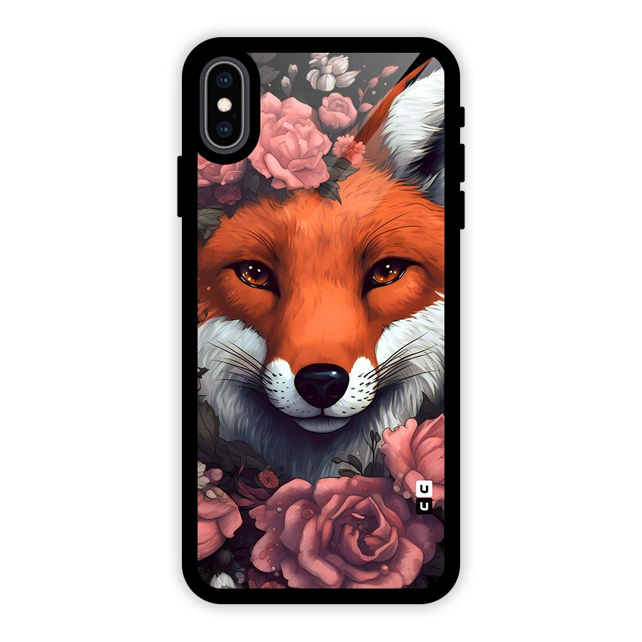Fox and Roses Glass Back Case for iPhone XS Max