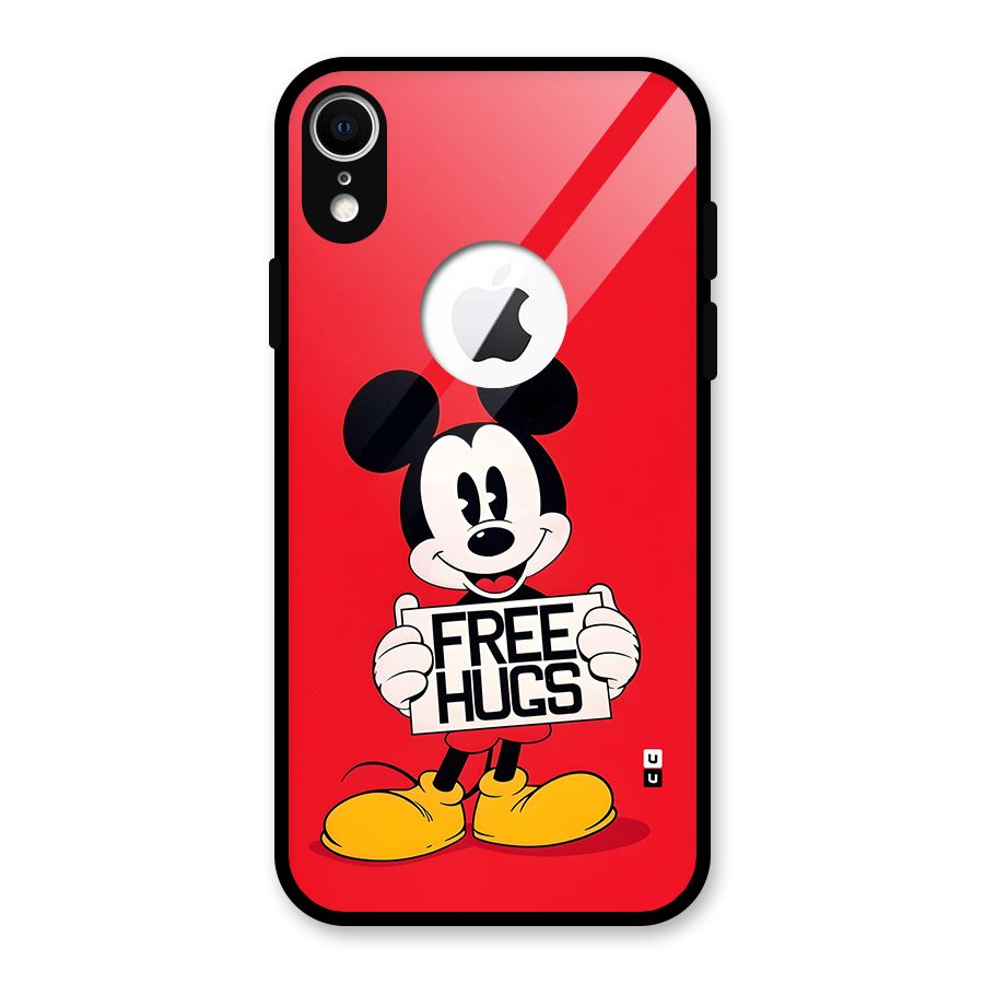 Free Hugs Glass Back Case for iPhone XR Logo Cut