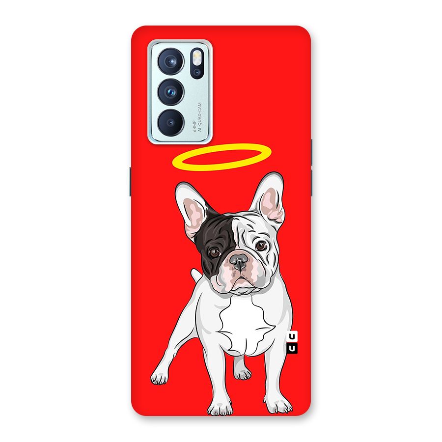 French Cute Angel Doggo Glass Back Case for Oppo Reno6 Pro 5G