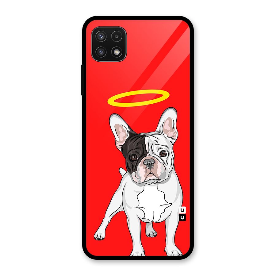 French Cute Angel Doggo Glass Back Case for Galaxy A22 5G