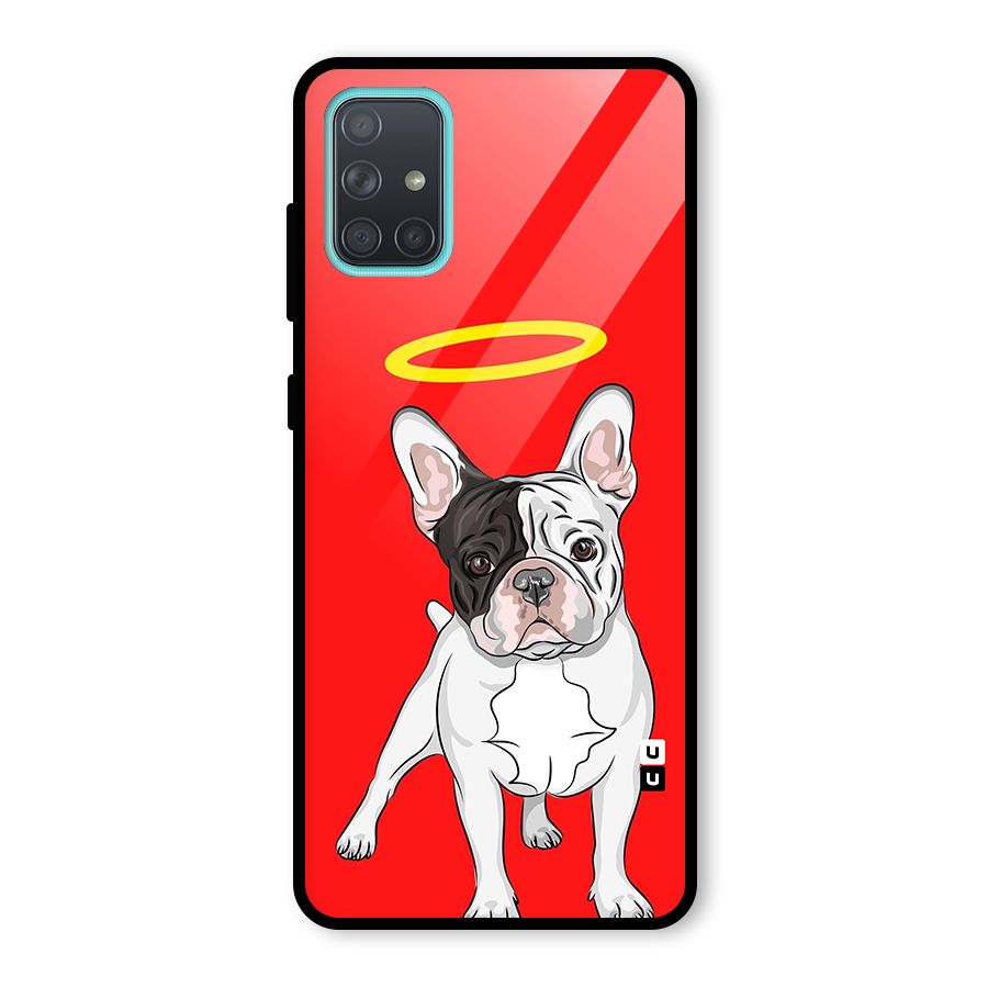 French Cute Angel Doggo Glass Back Case for Galaxy A71