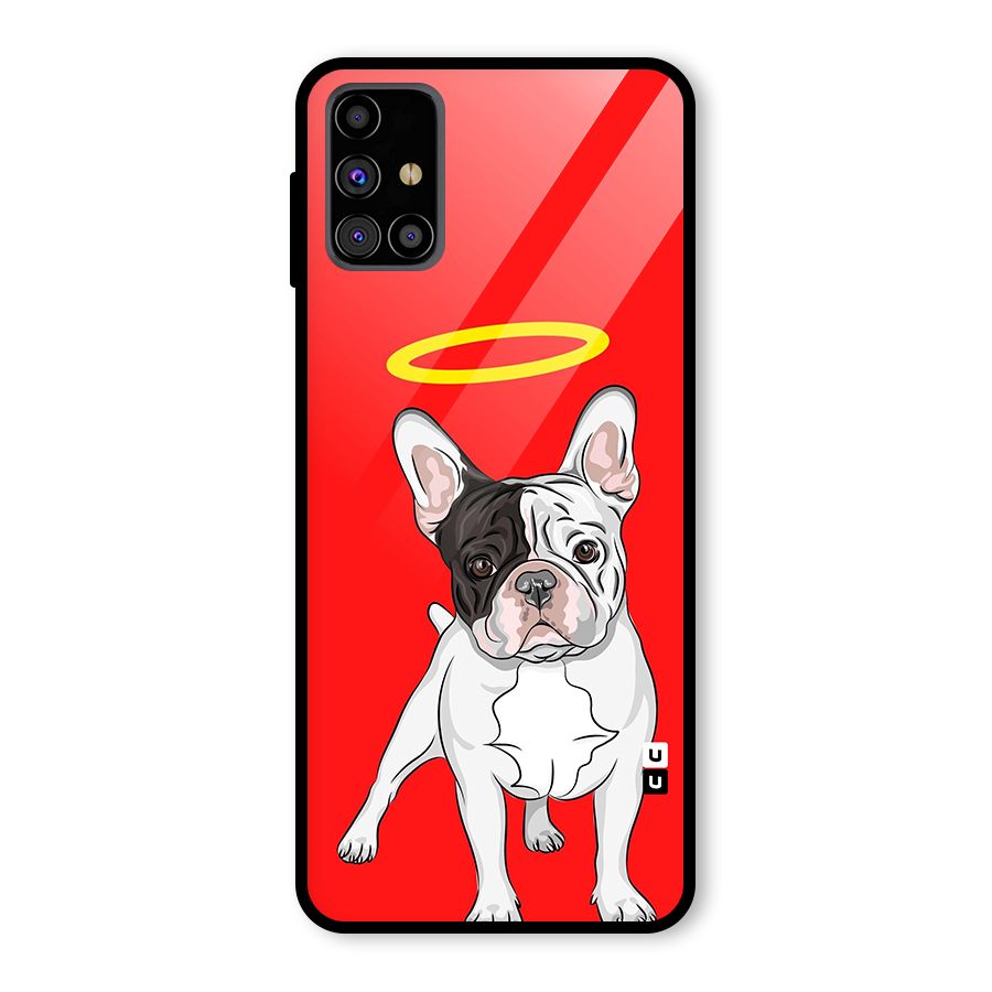 French Cute Angel Doggo Glass Back Case for Galaxy M31s