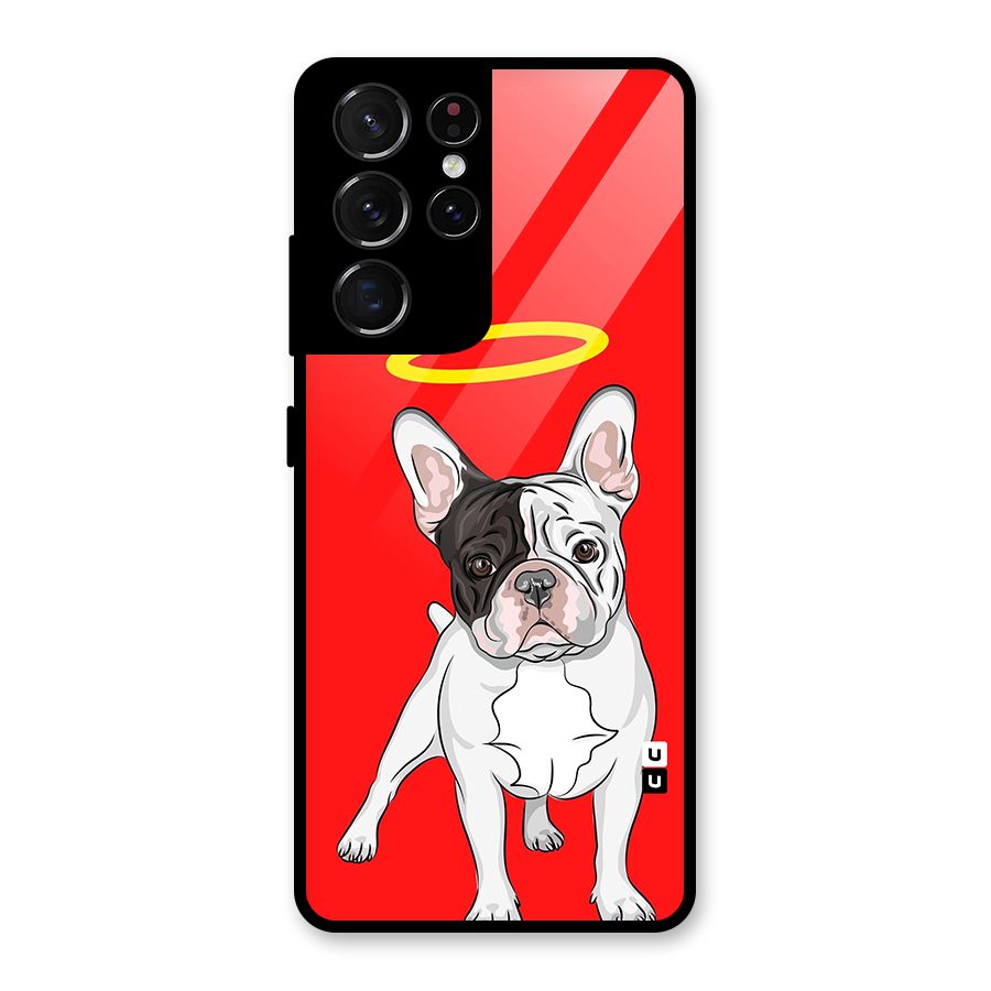 French Cute Angel Doggo Glass Back Case for Galaxy S21 Ultra 5G