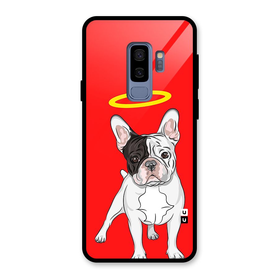 French Cute Angel Doggo Glass Back Case for Galaxy S9 Plus
