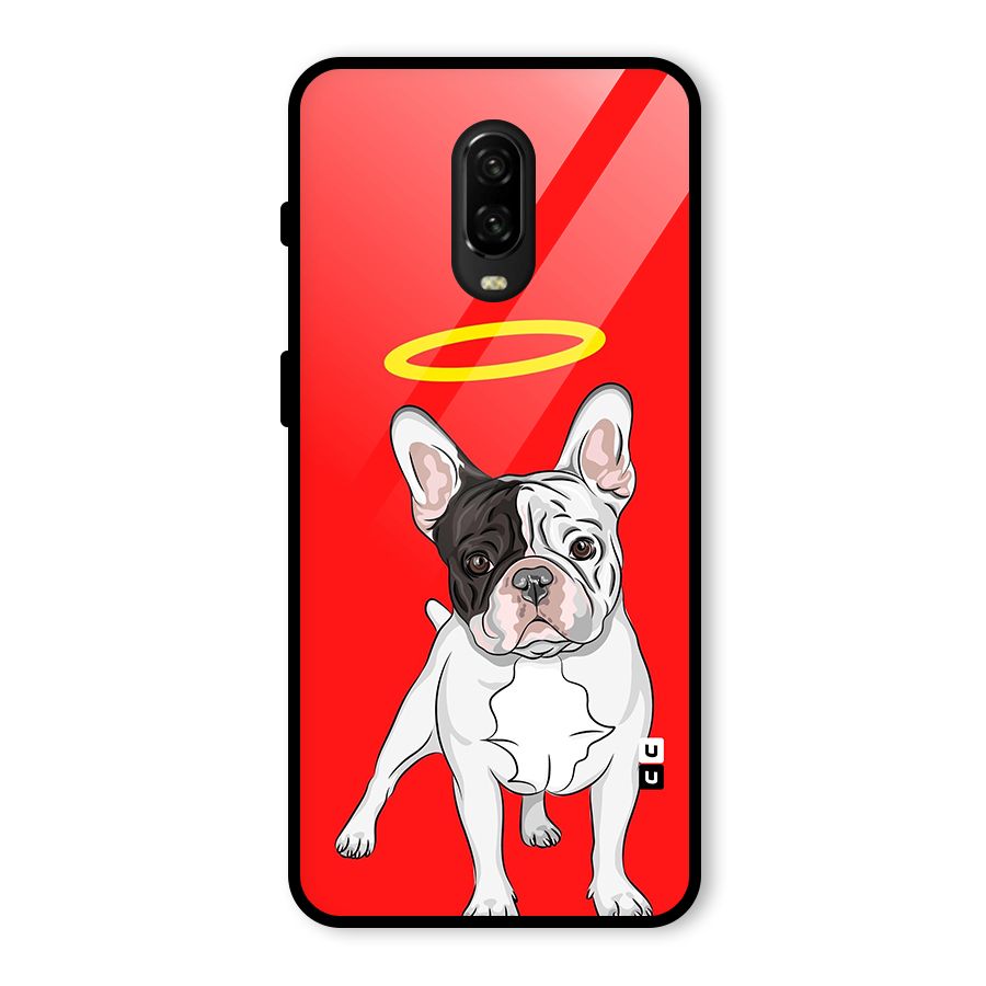 French Cute Angel Doggo Glass Back Case for OnePlus 6T