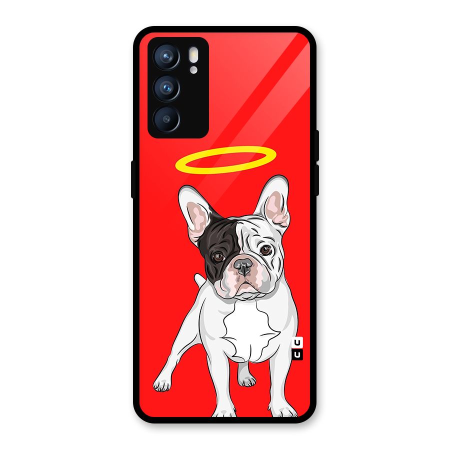 French Cute Angel Doggo Glass Back Case for Oppo Reno6 5G