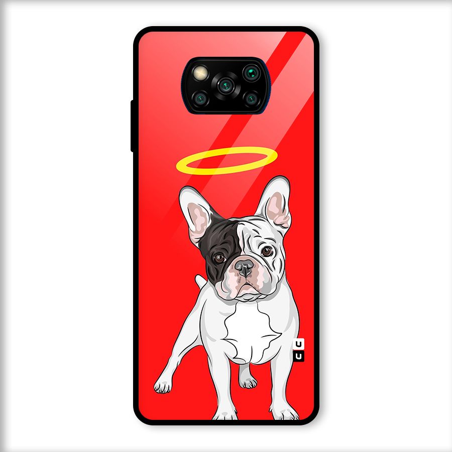 French Cute Angel Doggo Glass Back Case for Poco X3
