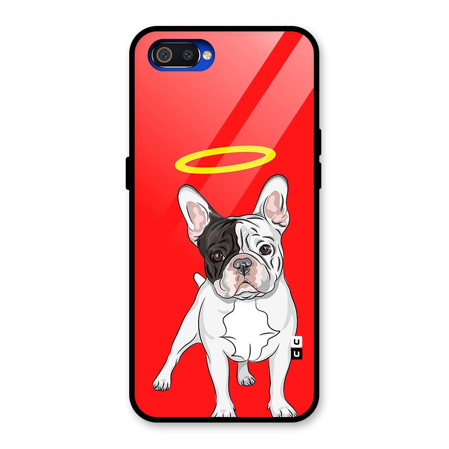 French Cute Angel Doggo Glass Back Case for Realme C2