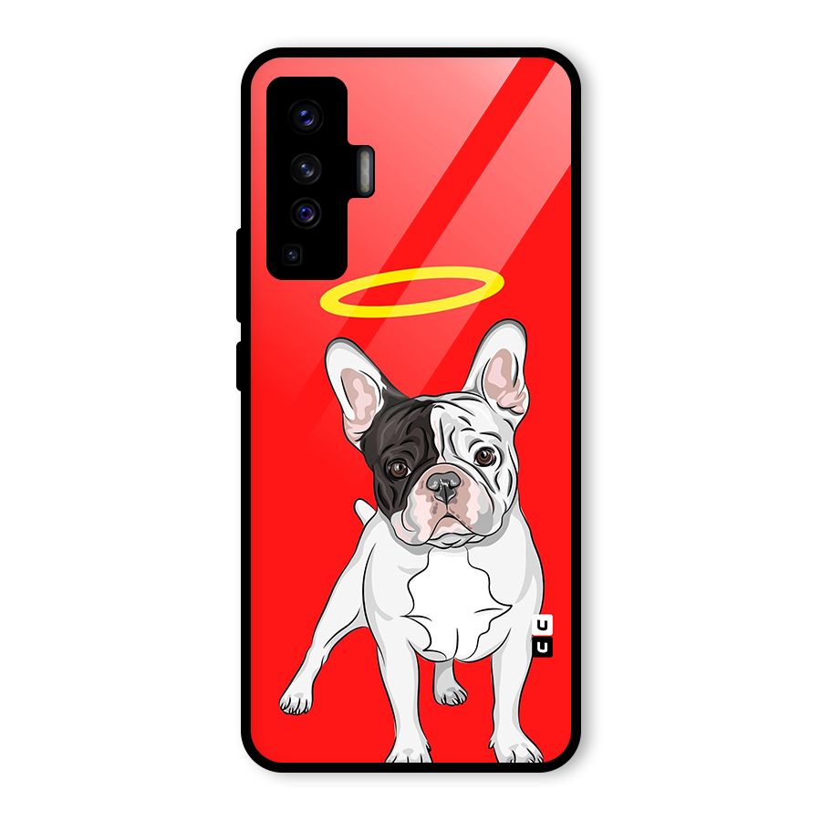 French Cute Angel Doggo Glass Back Case for Vivo X50
