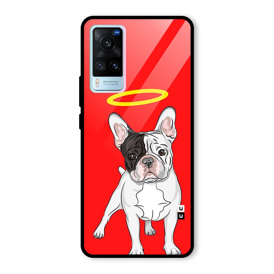 French Cute Angel Doggo Glass Back Case for Vivo X60